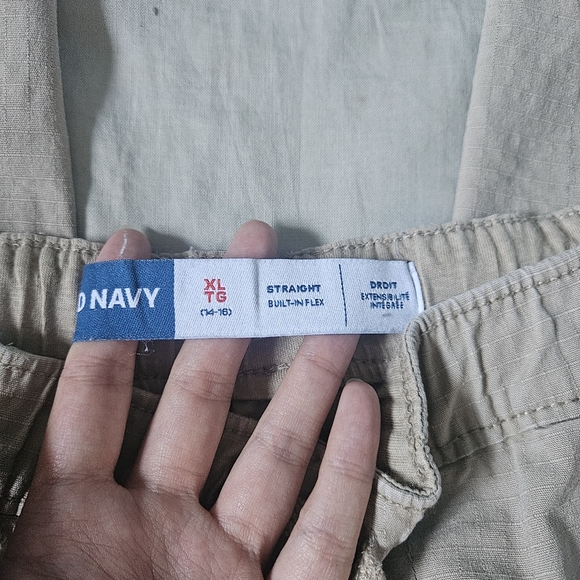 OLD NAVY Boy's Straight Built in Flex Pants Khakis Beige Cotton Blend XL 14-16 - Picture 3 of 6